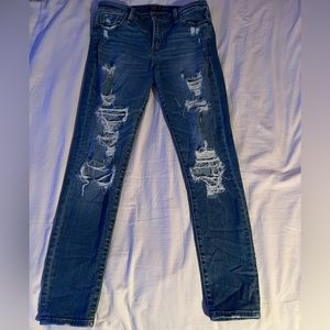Abercrombie cropped, ripped jeans